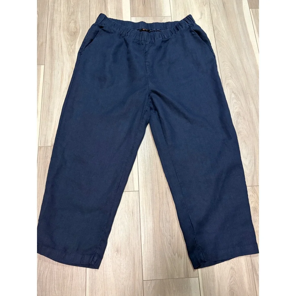 Quince Womens 100% European Linen Pants Deep Navy XL LB44256-RGEPL001-15659